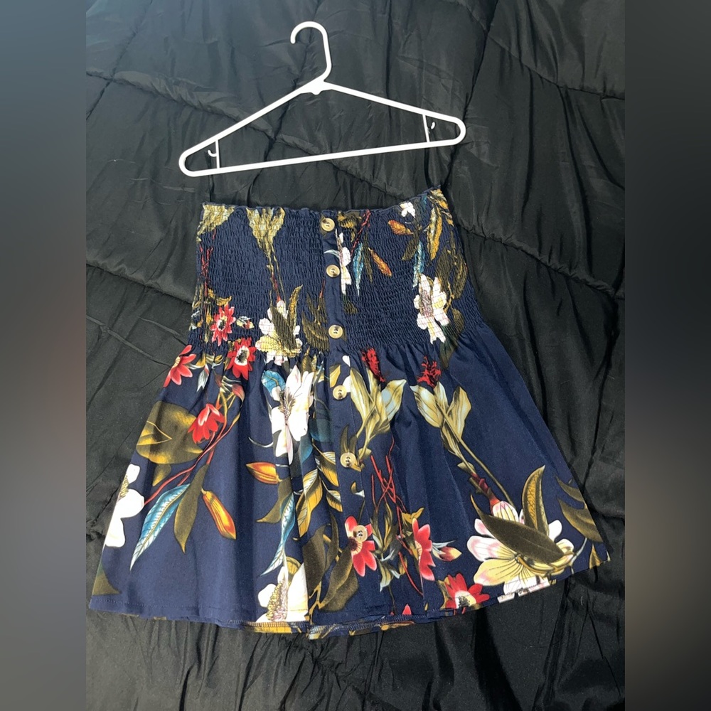 Blue Floral Strapless shirt